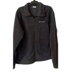 Columbia Mens Fleece Jacket‎ Full Zip Black Collared Outdoor Coat Large like New